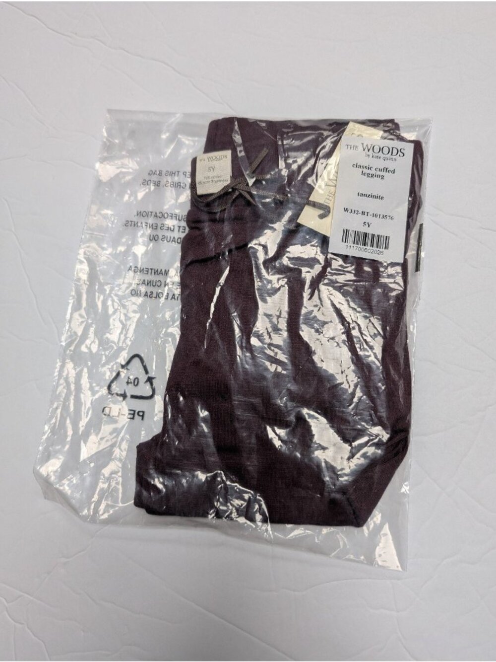 Kate Quinn Modal The Woods Tanzinite Purple Cuffed Leggings NIB 5Y